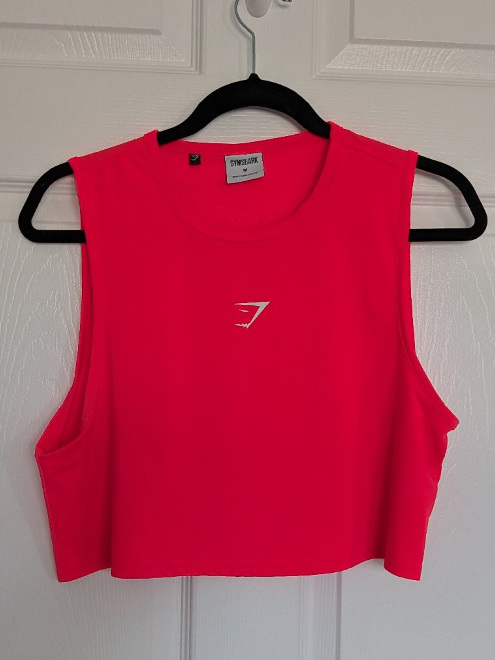 Gymshark neon pink cropped muscle training tank, Size - M